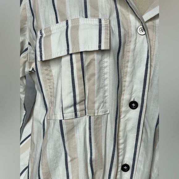 LOFT (New) Lightweight Linen Button Down Striped Collared Top (Size: Small - Picture 10 of 12